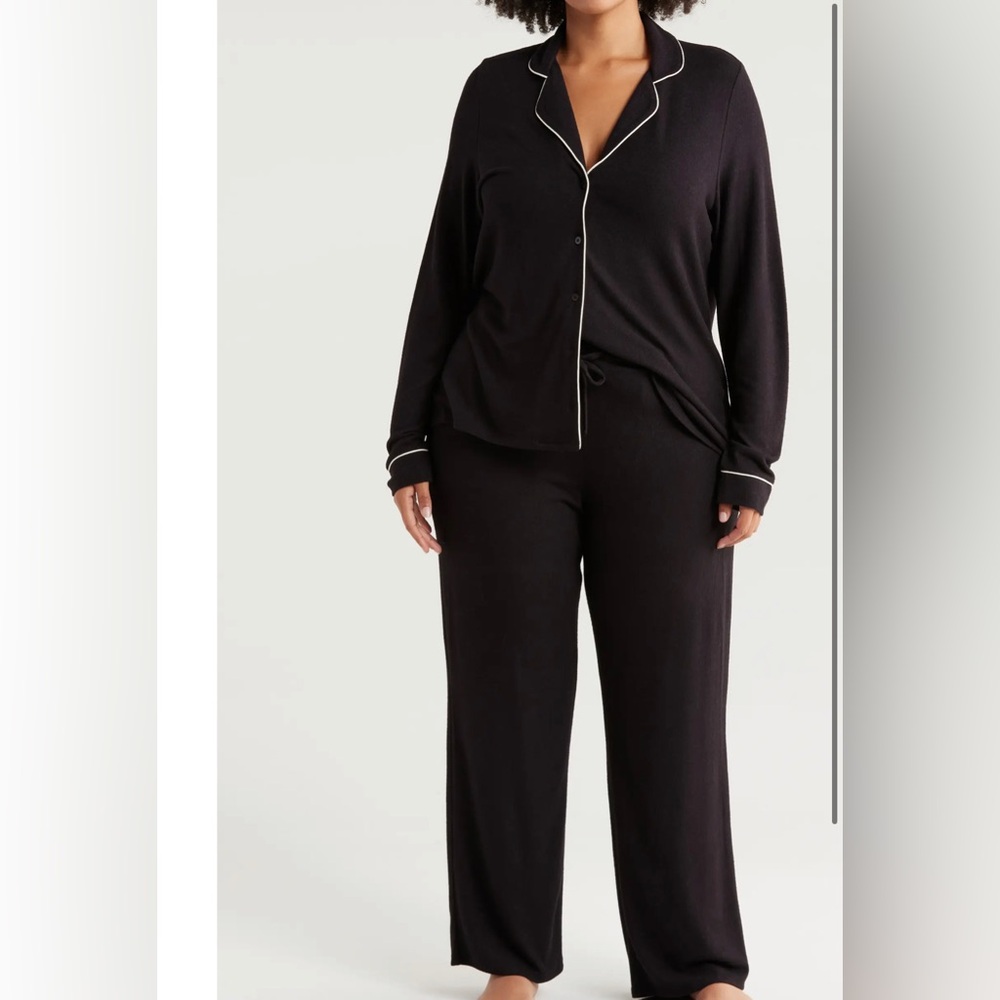 Brushed Hacci Pajamas Set Size Small Black